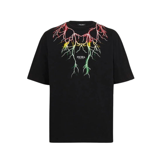T-shirt Uomo Nera Lightning Rosso/Giallo/Verde