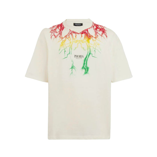 T-shirt Uomo Bianca Lightning Rosso/Giallo/Verde