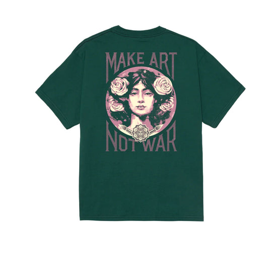 T-shirt Uomo Classic Verde Make Art Not War retro