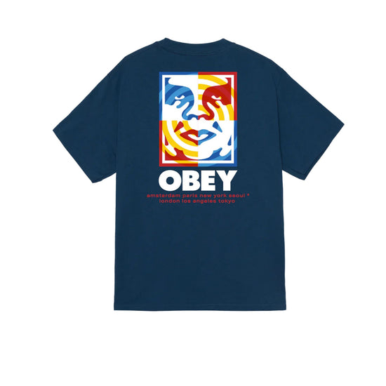 T-shirt Uomo Blu con grafica stampata retro
