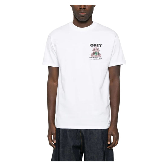 T-shirt Uomo Bianca con logo e grafica fronte/retro modello frontale