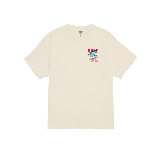 T-shirt Uomo Beige con stampa rossa e blu