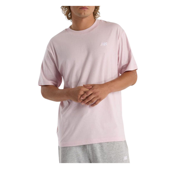 T-shirt Uomo in tinta unita rosa con mini logo modello frontale