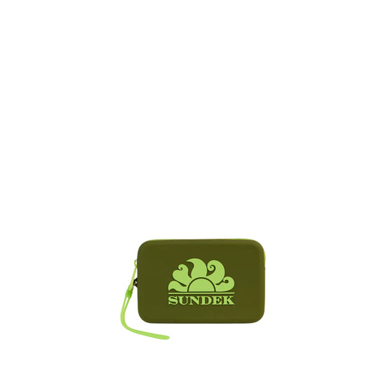 Pochette Unisex Verde Scuro, con logo frontale, in gomma