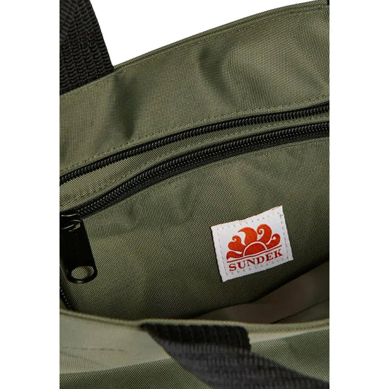 Borsa Donna Maxi Shopping Verde, con chiusura zip e logo
