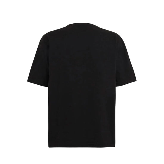 T-shirt Uomo Nera con stampa fulmini laterale arancione retro