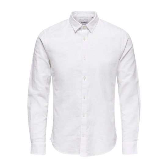 Camicia Uomo Bianca, in lino e cotone, con colletto classico