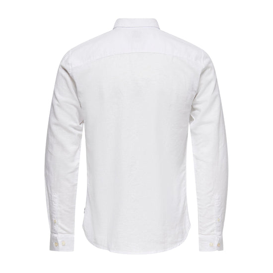 Camicia Uomo Bianca, in lino e cotone, con colletto classico