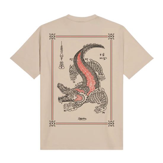 T-shirt Uomo in cotone Beige stampa Makara retro