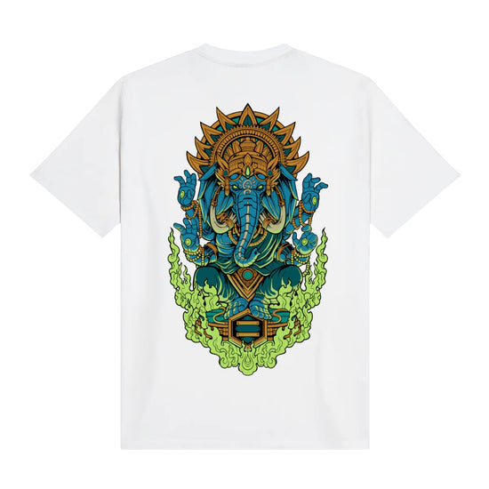T-shirt Uomo Bianca con Ganesha colorata retro