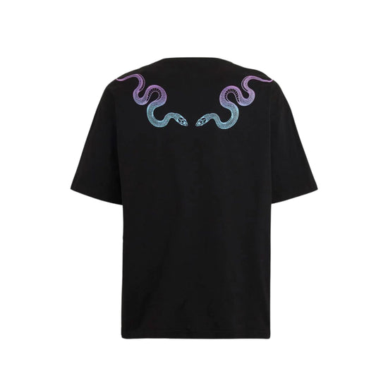 T-shirt Uomo Nera con serpente Blu/Viola retro