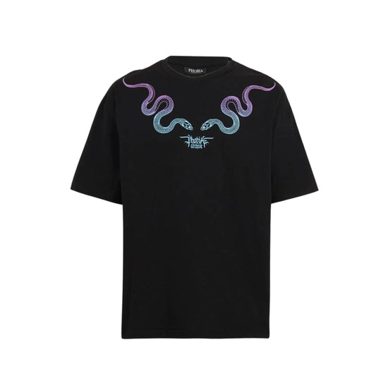 T-shirt Uomo Nera con serpente Blu/Viola