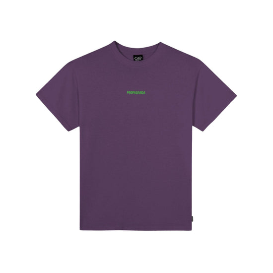 T-shirt Uomo Viola con stampa grafica verde sul retro