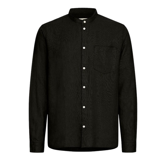 Camicia Uomo a tinta unita nera, con colletto alla coreana