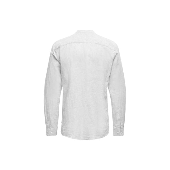 Camicia Uomo in lino e cotone, con colletto alla coreana e fit regolare