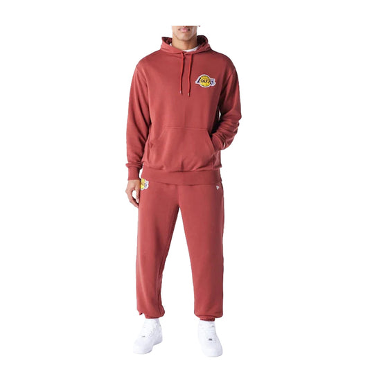 Felpa Uomo rossa con logo Lakers ricamato