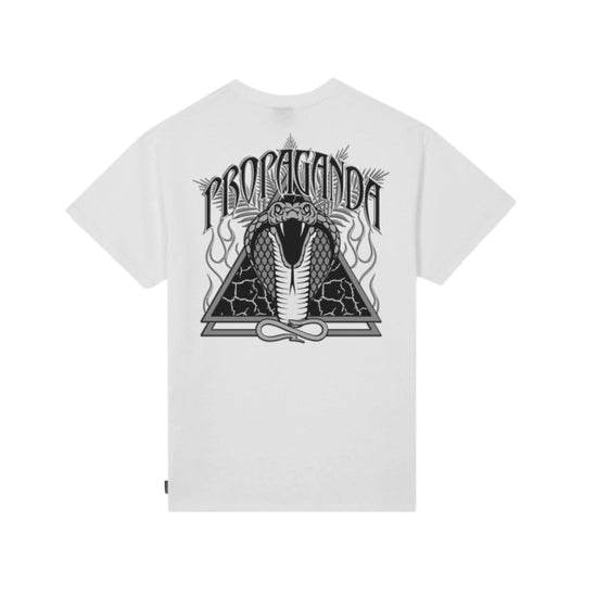 T-shirt Uomo Bianca con stampa triangolo cobra retro