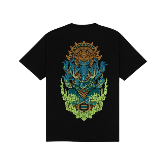 T-shirt Uomo Nera con Ganesha colorata retro