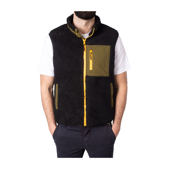 Gilet Uomo in sherpa con zip a contrasto