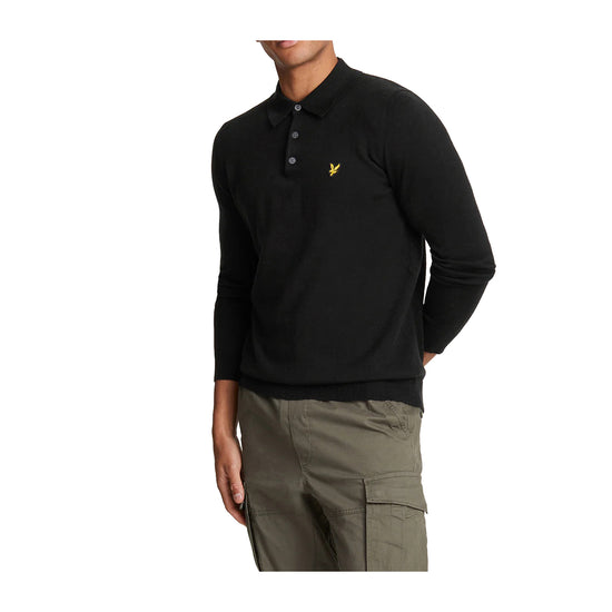 Maglione Uomo nero con colletto a polo