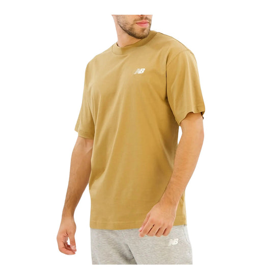 T-shirt Uomo in tinta unita gialla con mini logo modello