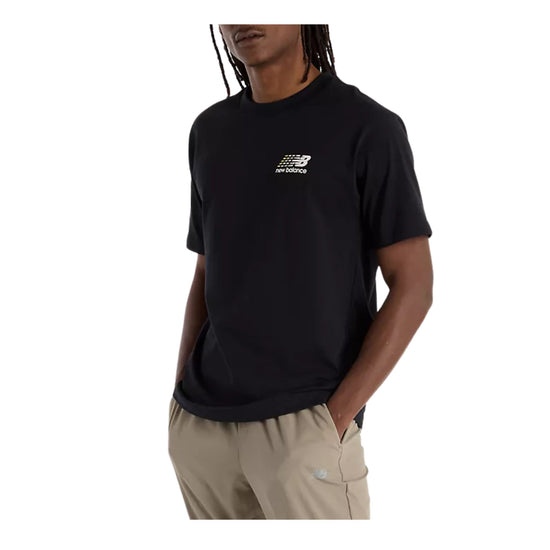 T-shirt Uomo Nera con logo multicolor modello frontale
