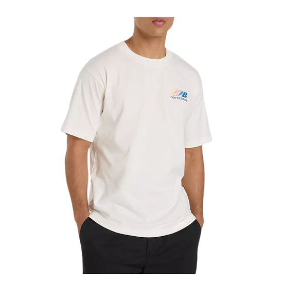 T-shirt Uomo Bianca con logo multicolor modello frontale