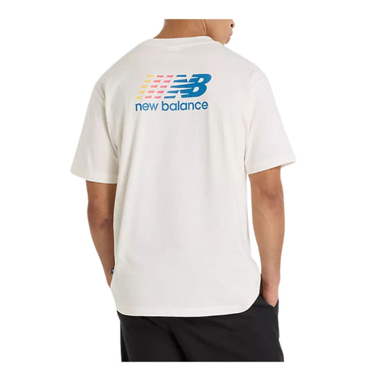 T-shirt Uomo Bianca con logo multicolor modello retro