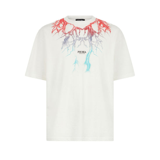 T-shirt Uomo a girocollo con una stampa fulmini e vestibilità over