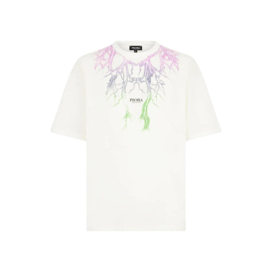 T-Shirt Uomo con fulmini viola e verdi