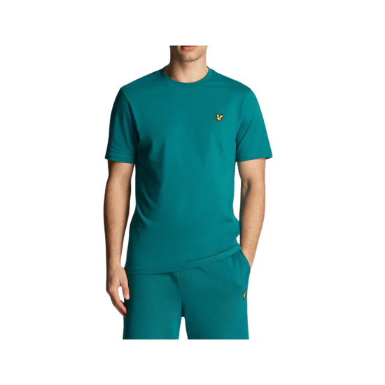 T-shirt Uomo a maniche corte in tinta unita con micro logo frontale e girocollo