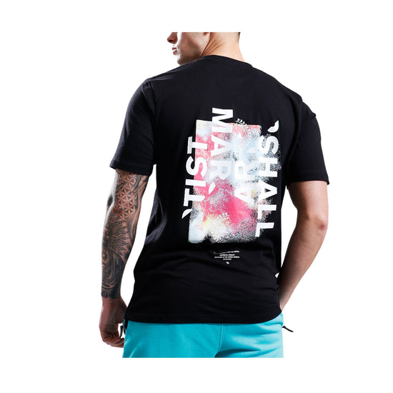 Retro T-shirt con logo sul petto e stampa colorata sul retro