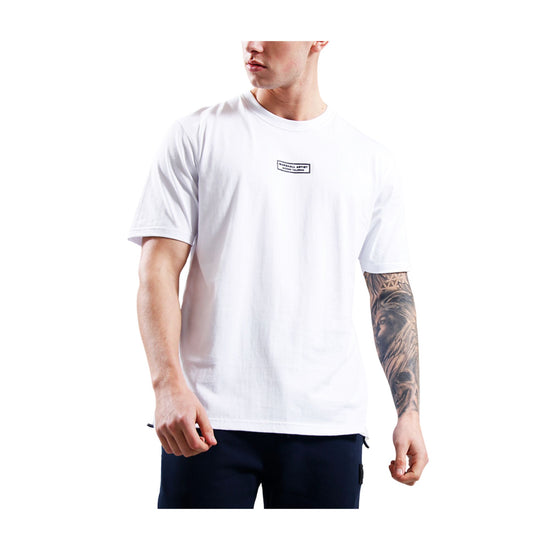 T-shirt con box logo in rilievo sul petto