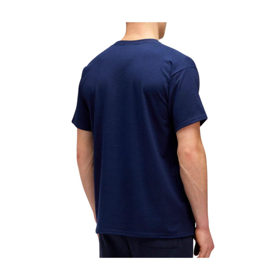 T-shirt Blu Uomo con micro logo frontale e girocollo in tessunto tubolare