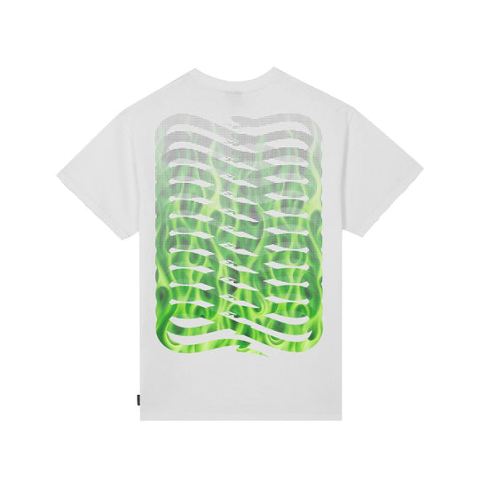 T-shirt Uomo Bianca con stampa Ribs Flame retro