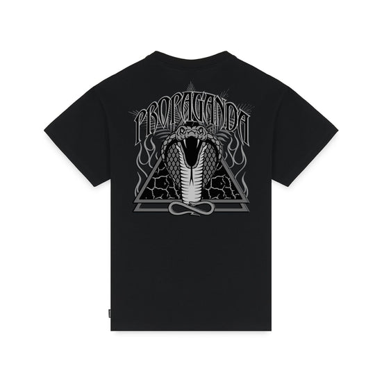 T-shirt Uomo Nera con stampa triangolo cobra retro