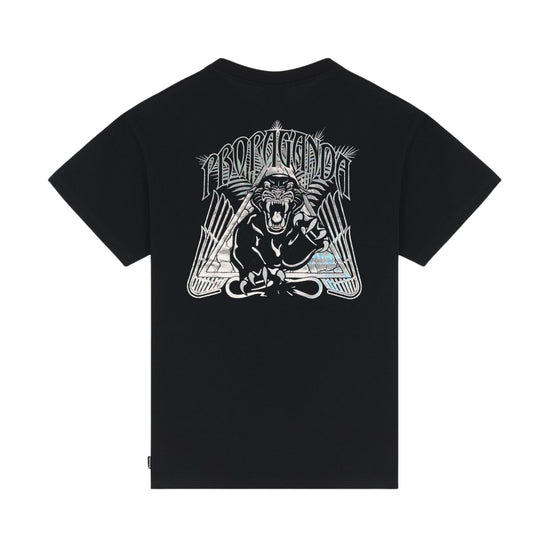 T-shirt Uomo nera con stampa triangolo pantera retro