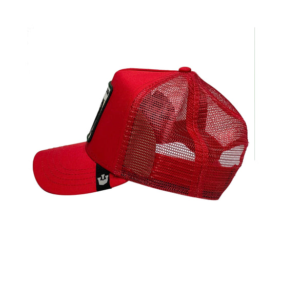 Cappello Uomo rosso con mucca ricamata