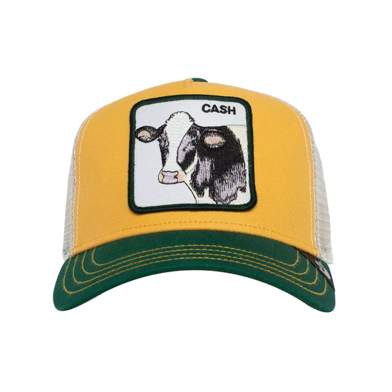 Cappello Uomo giallo con mucca ricamata