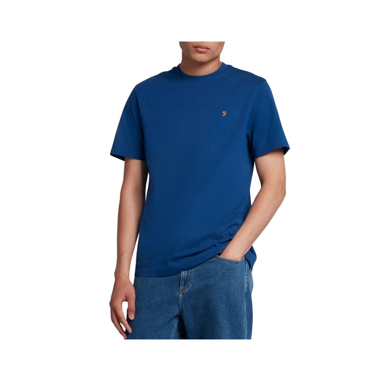 T-Shirt Uomo blu peonia con logo ricamato