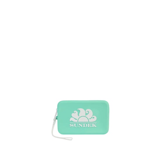 Pochette Unisex con logo Bianco, realizzata in gomma Verde Acqua 