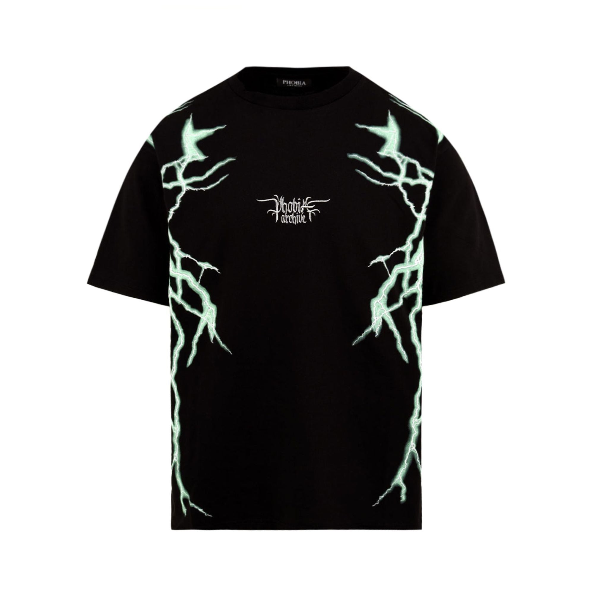 T-shirt Uomo a girocollo, con stampa Lightning Verde e maniche corte