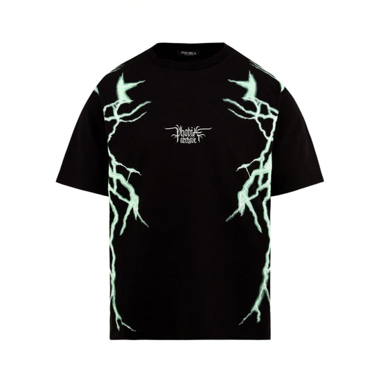 T-shirt Uomo a girocollo, con stampa Lightning Verde e maniche corte
