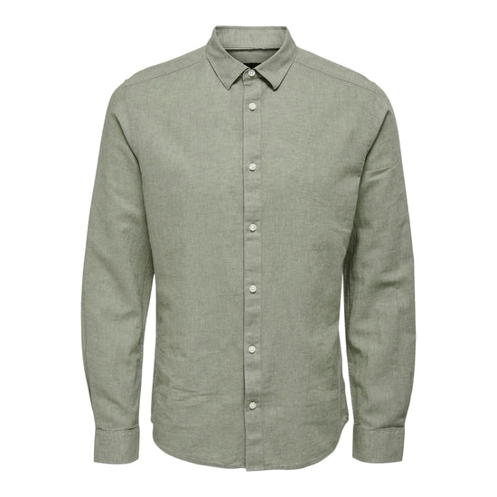 Camicia Uomo in misto lino, con colletto classico e fit regolare