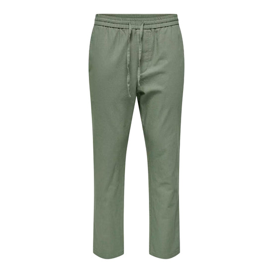 Pantalone Uomo in lino e cotone, con tasca posteriore a filo 