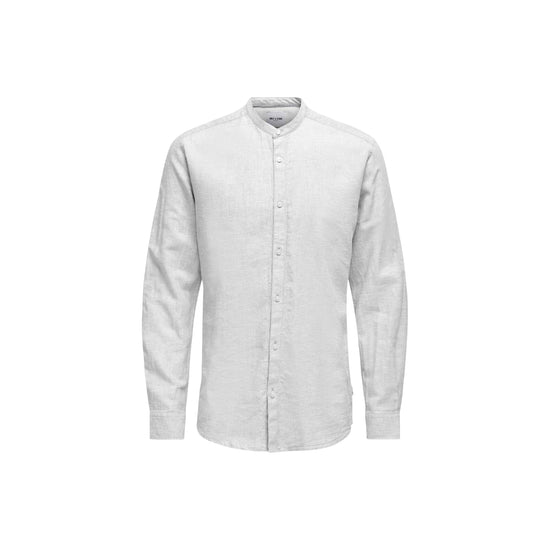 Camicia Uomo in lino e cotone, con colletto alla coreana e fit regolare 
