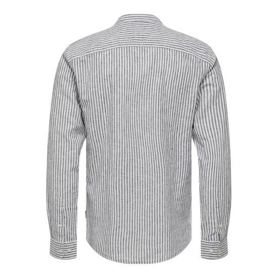 Camicia Uomo in lino e cotone, con colletto alla coreana e fit regolare 