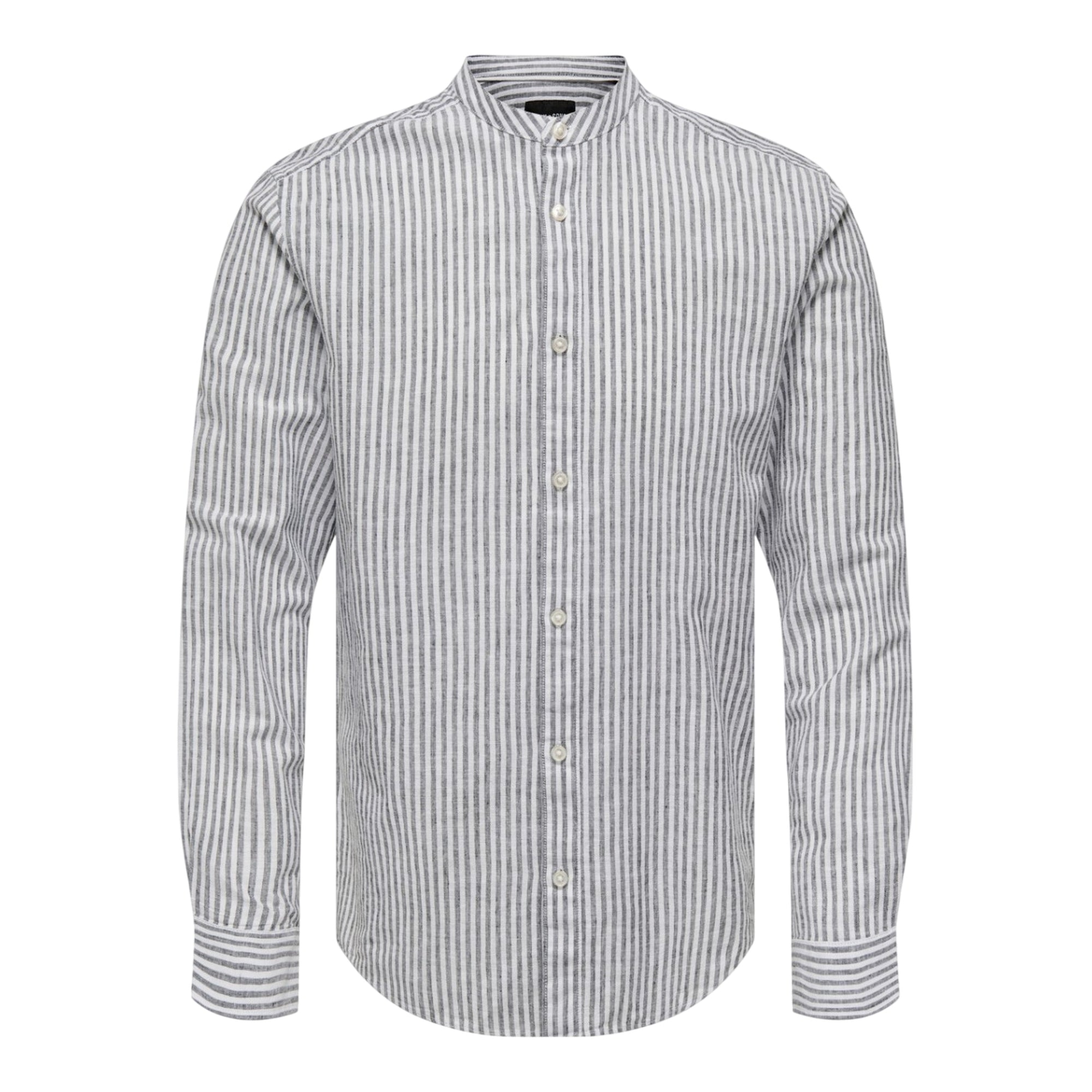 Camicia Uomo in lino e cotone, con colletto alla coreana e fit regolare 