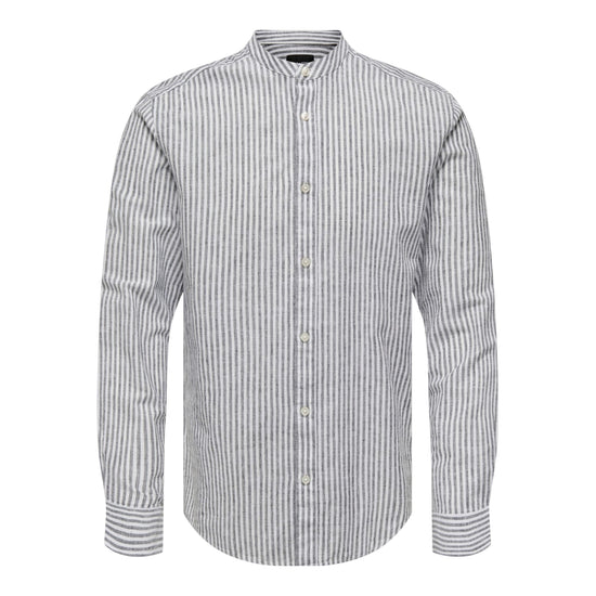 Camicia Uomo in lino e cotone, con colletto alla coreana e fit regolare 