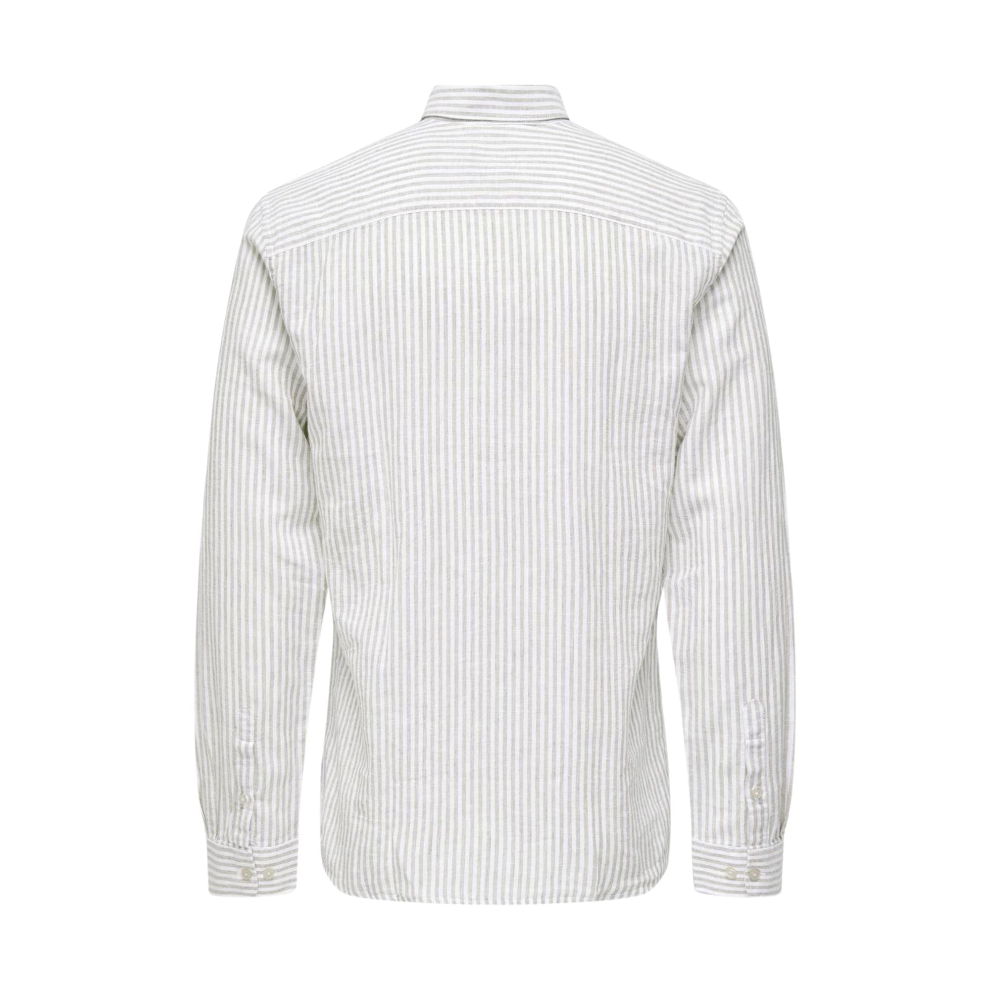 Camicia in misto lino con maniche lunghe a righe